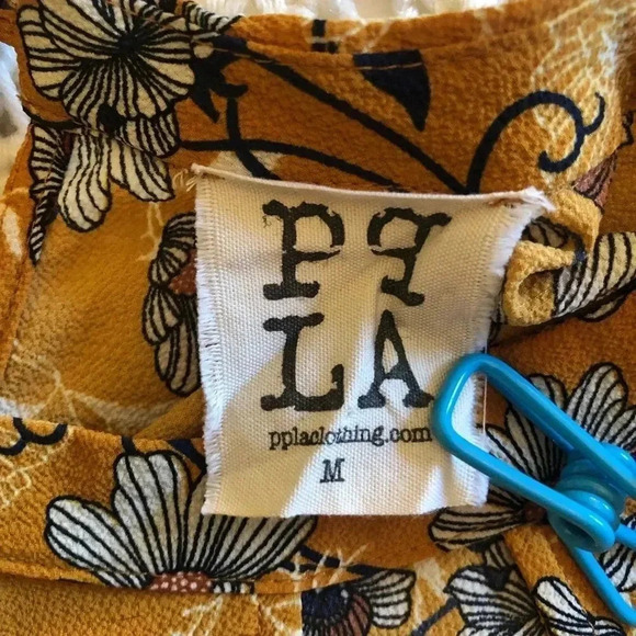 𝅺PPLA yellow bell long sleeve floral‎ mod blouse size M - Picture 7 of 13